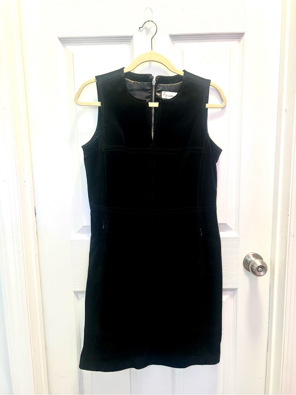 Black Sleeveless Suede Dress - Office Siren